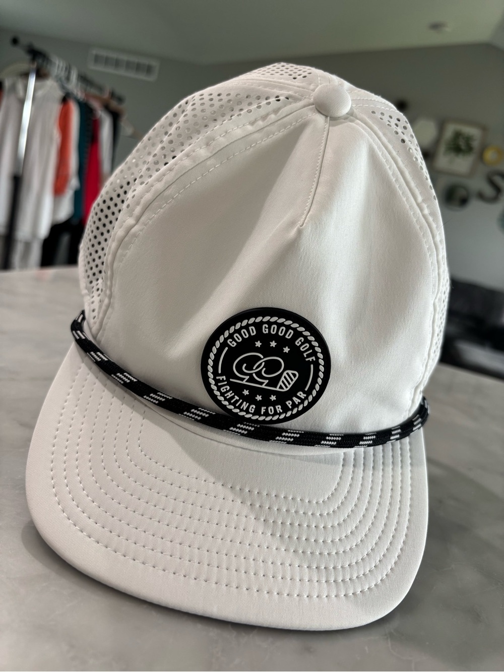 Good Good Golf White Performance Cap with Black Sweatband
